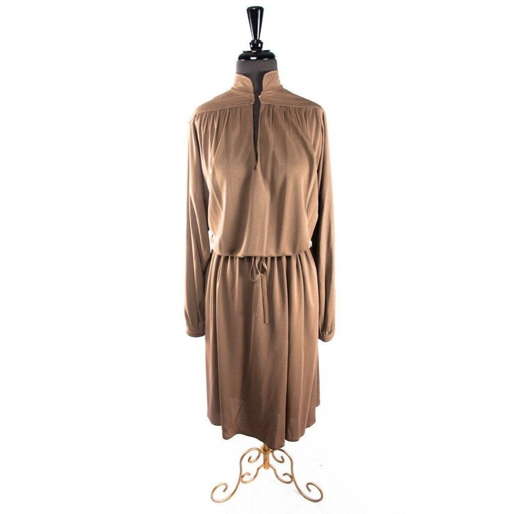 Vtg Women’s Dress Christian Jos Made In France Dress Taupe Brown Moodele Depo 14